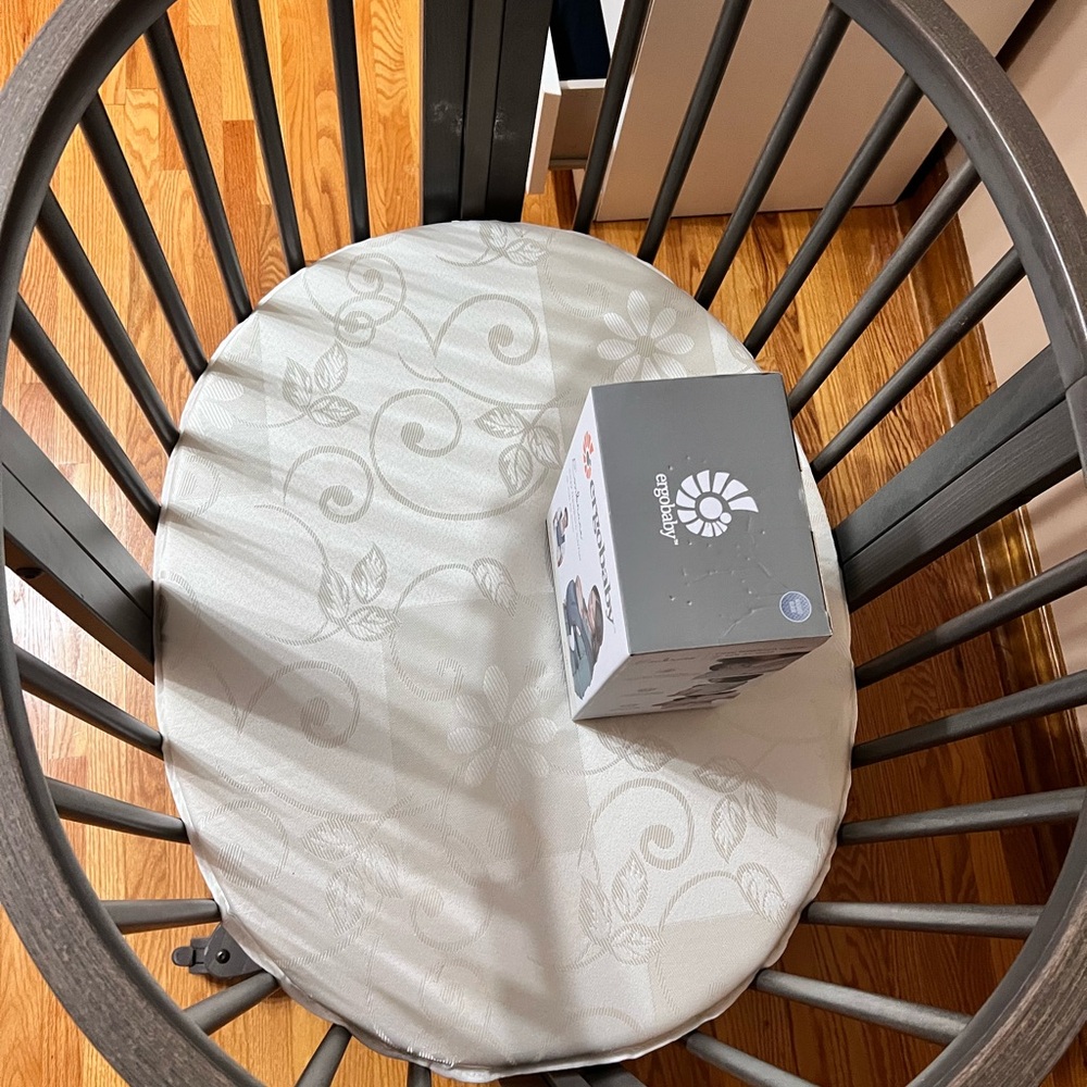 Gray Baby Crib with Mattress by